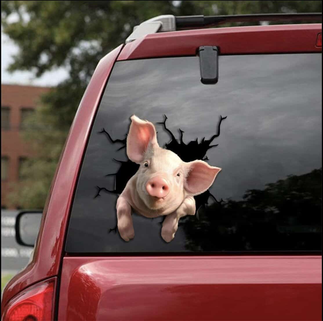 Creative Realistic Animal Wall Stickers Unique Pig Stickers Funny Special Car Decoration 3D Simulation Broken Hole Real Effects