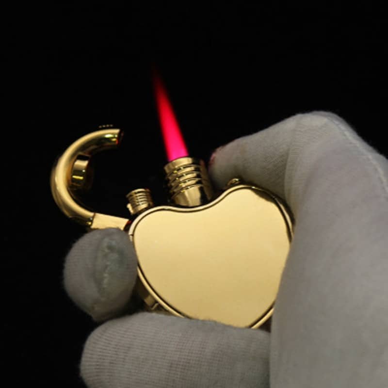 Jet Lighter Love Heart Shape Butane Turbine Torch Lighter Red Flame 1300 C Windproof Inflatable Gas Lighter Gadget