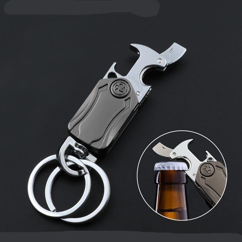 Unique Beer Bottle Opener Keychain Pocket Knife Zinc Alloy Key Chain Metal Fashion Multifunctional Men Car Play Key Ring Tool