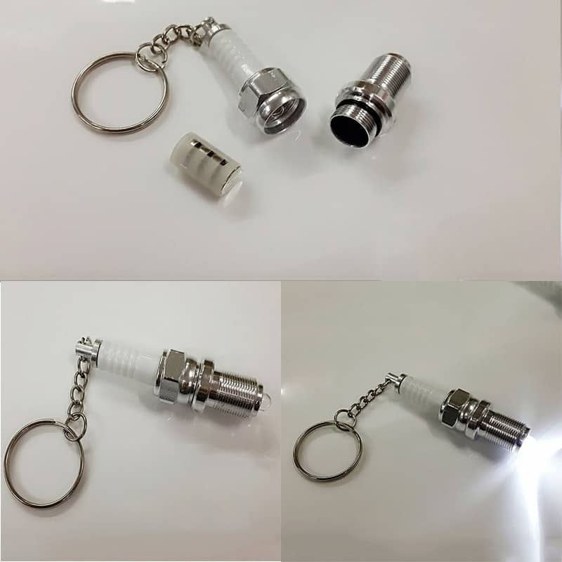 Unique Design Spark Plug Key Ring Keychain LED Light Shape Key Chain ZCC8219