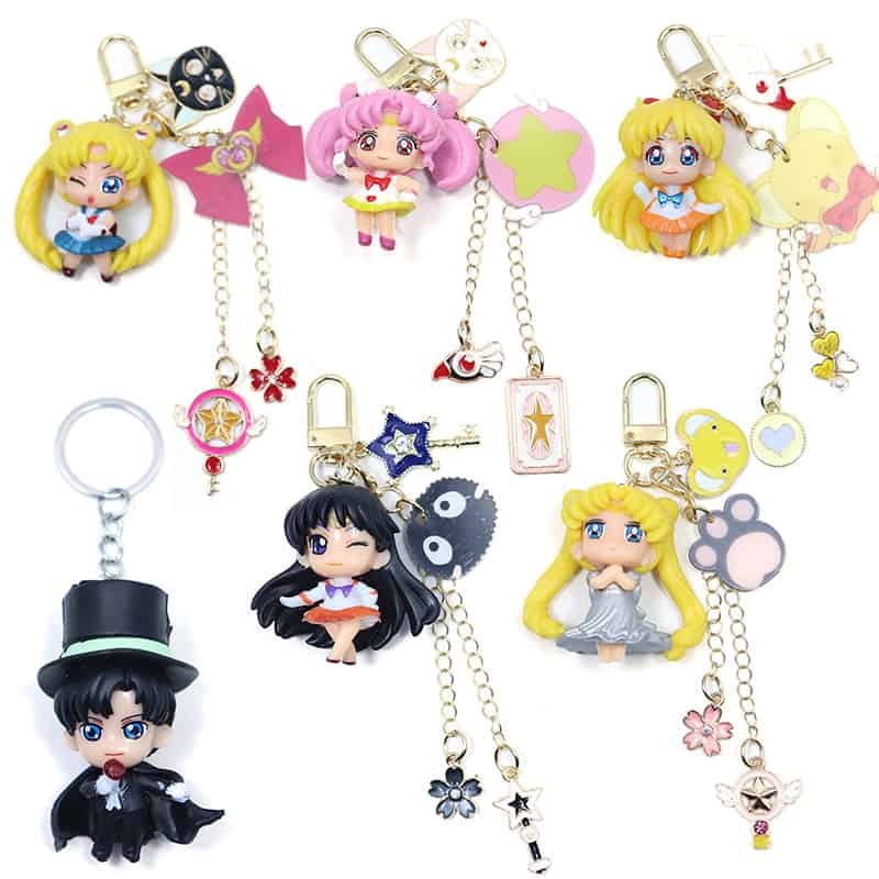 Unique Jewelry Keychain Trinket Star Moon Kawaii Girl Keyring CardCaptor Sakura Anime Keyring Car Bag Keyholder Key Chain Buckle