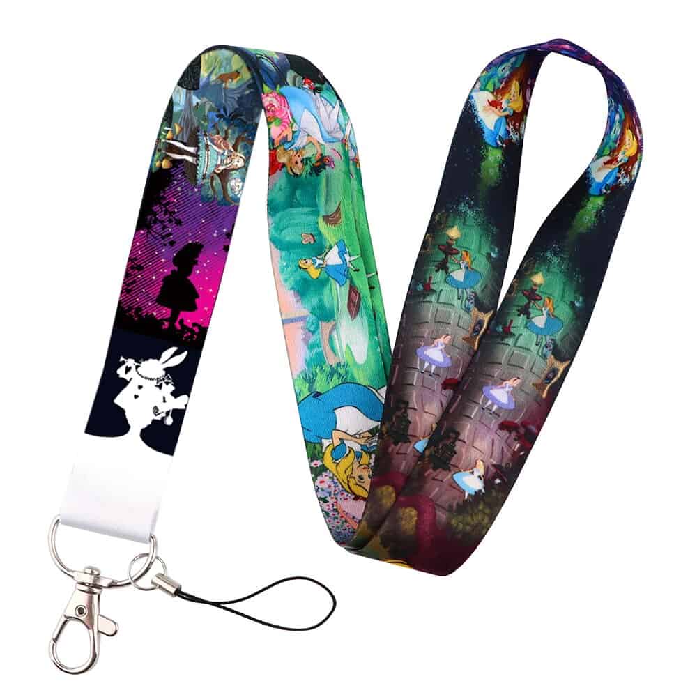 YQ201 Alice in Wonderland Lanyard Phone Rope for Keys ID Badge Holder Neck Strap Keychain Cord Hang Rope Lariat Unique Gift