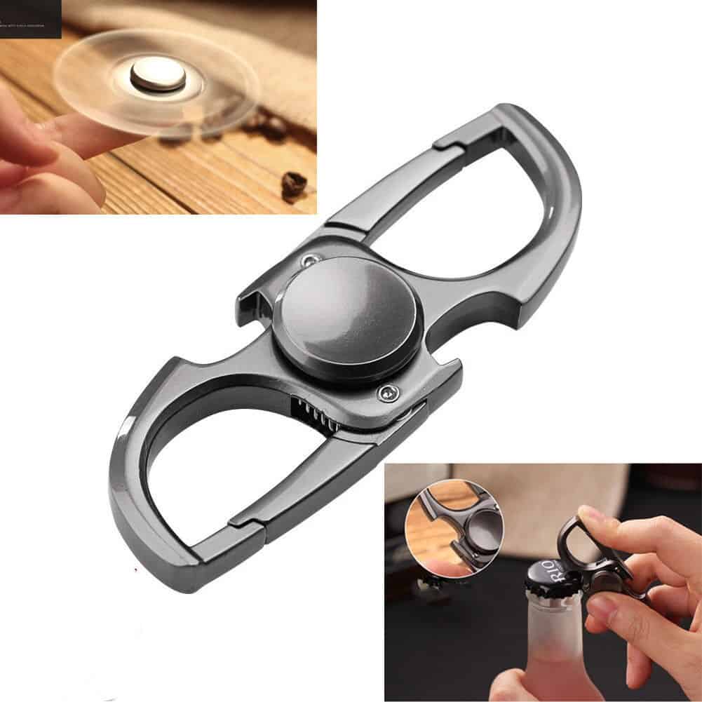 Multifunction Bottle Opener Key Chain Unique Creative Fidget Spinner With 2 Alloy Key Rings for Men Women Beer Kitchen Bar Tools
