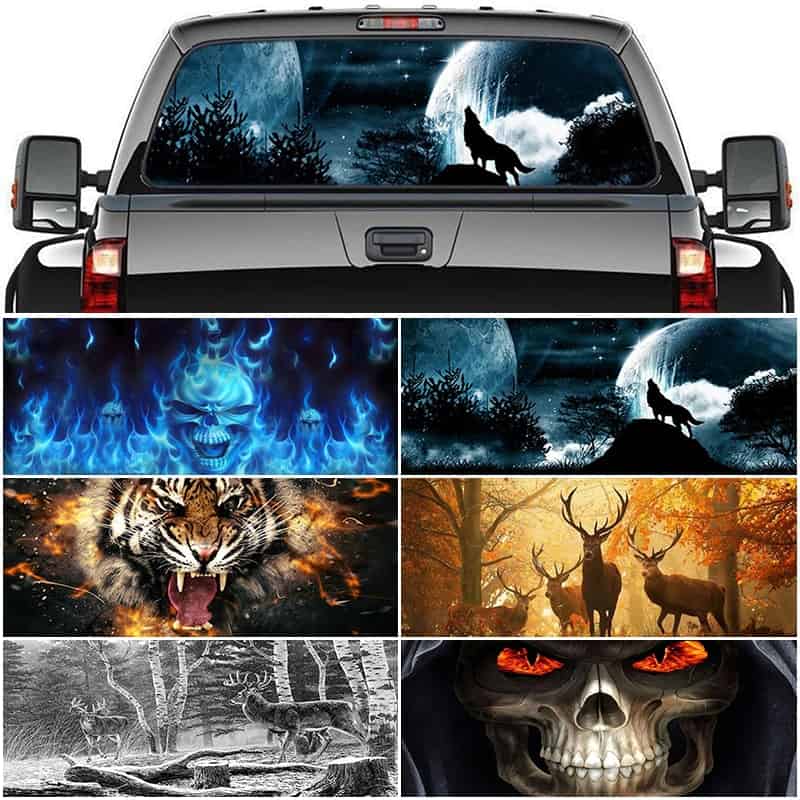 Pickup Truck Surprising 3D Rear Windshield Poster - 4 Classes Sizes One Way Vision OEM  Decal Scary Unique ORC Thriller Sticker